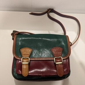 Red/Green/Brown Borse in Pelle Leather Purse